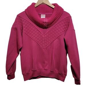 VTG Lady Foot Locker Cowl Neck Snap Button Retro Sweatshirt Size Medium 90s 80s